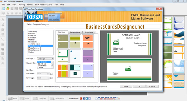 Business Cards Designer Software screenshot
