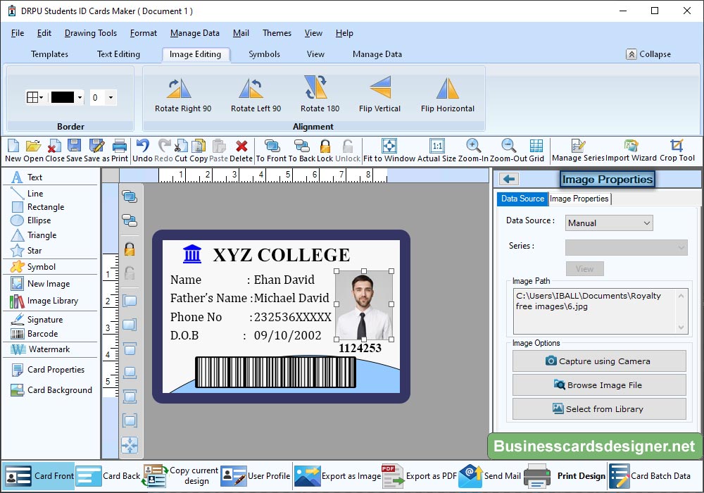Student ID Cards Designer Software Screenshot