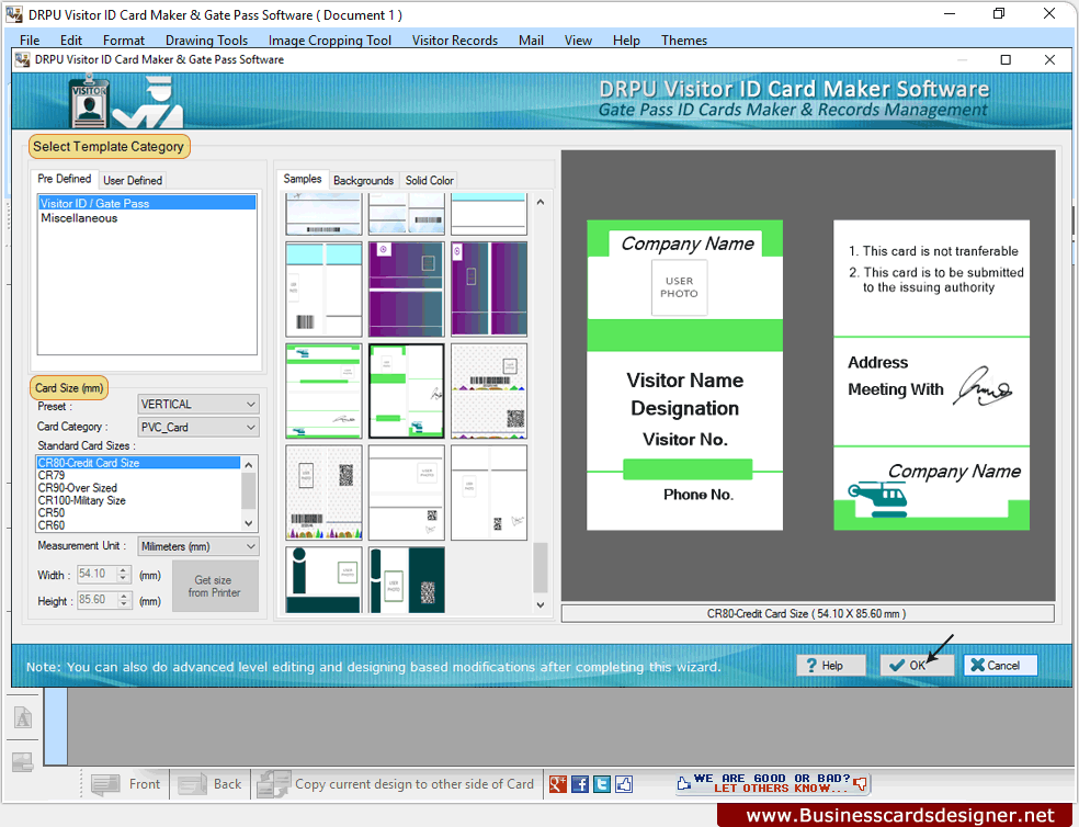 visitor card templates