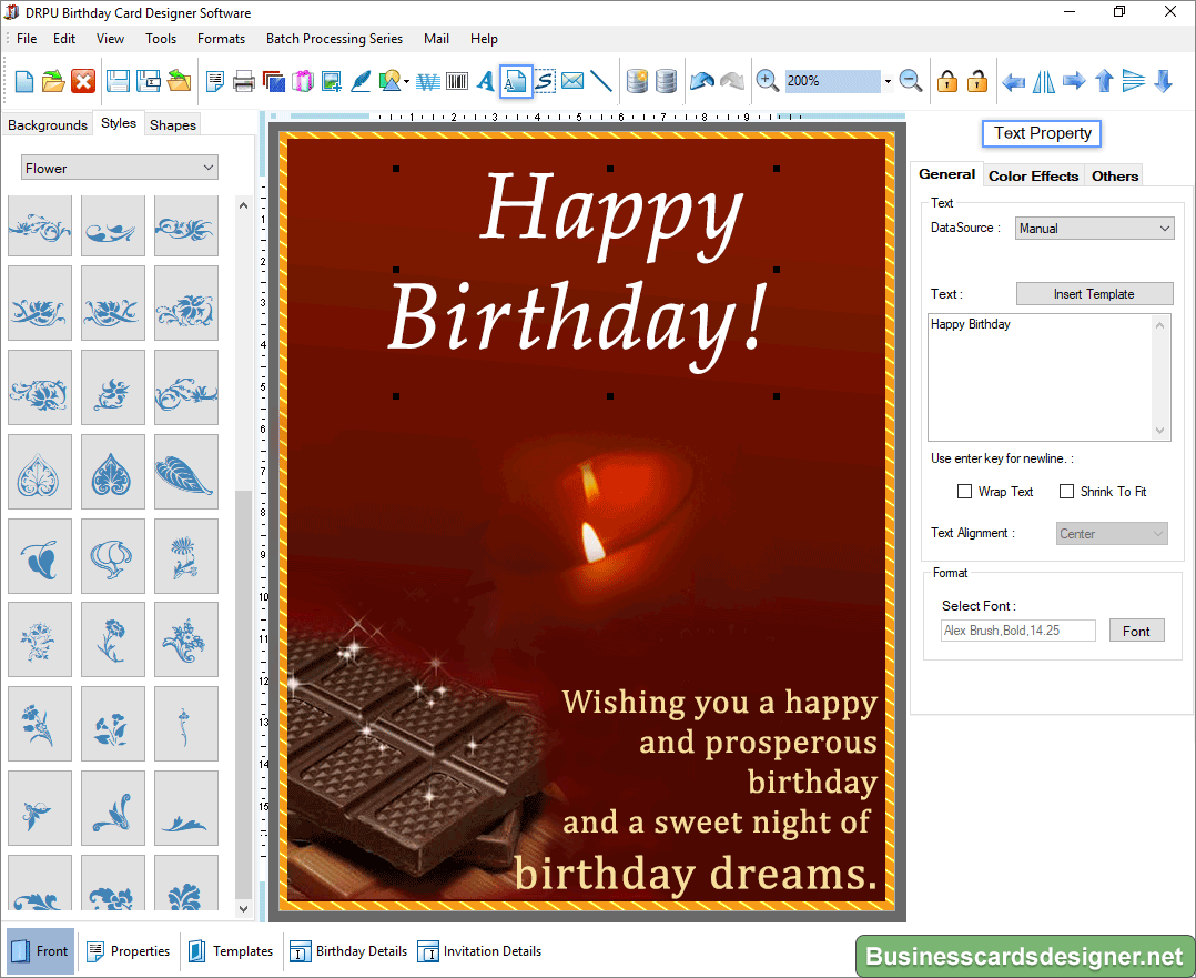 Front view of designed Birthday Card