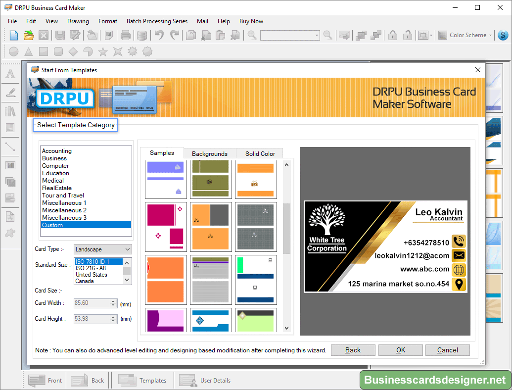 Business Cards Designer Software create visiting membership commercial cards