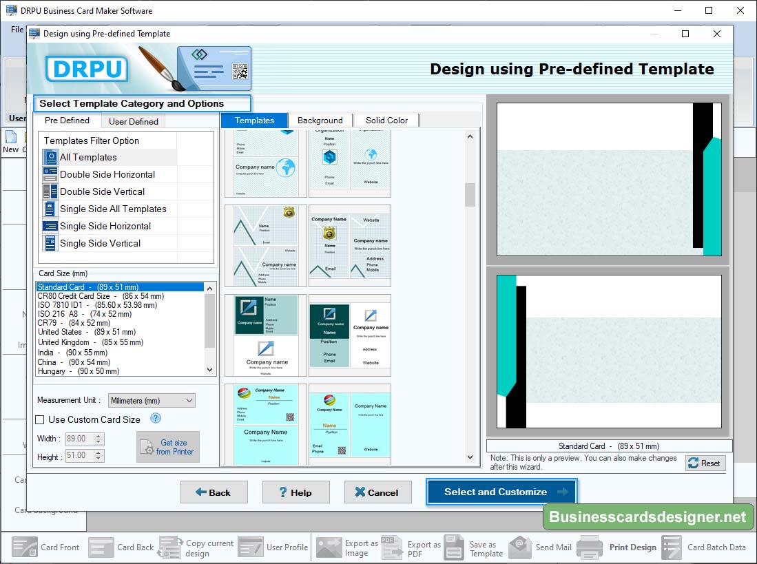 Business Cards Designer Software Screenshot