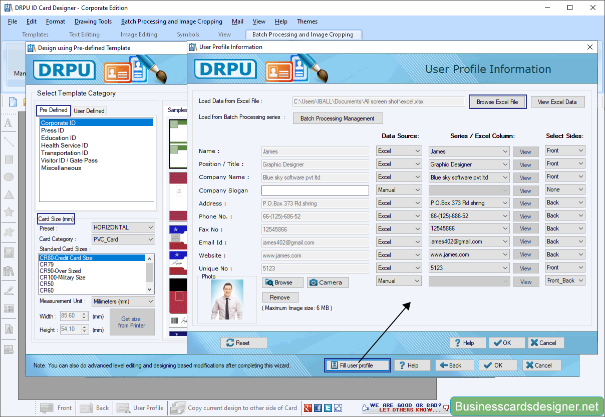 User Profile Information ID Card Designer - Corporate Edition