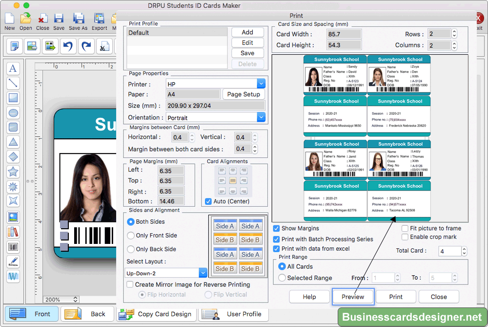 Print student ID cards