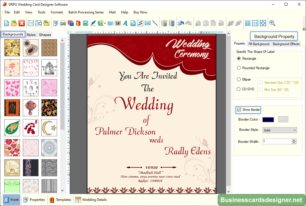 Wedding Cards Designer Software Screenshot